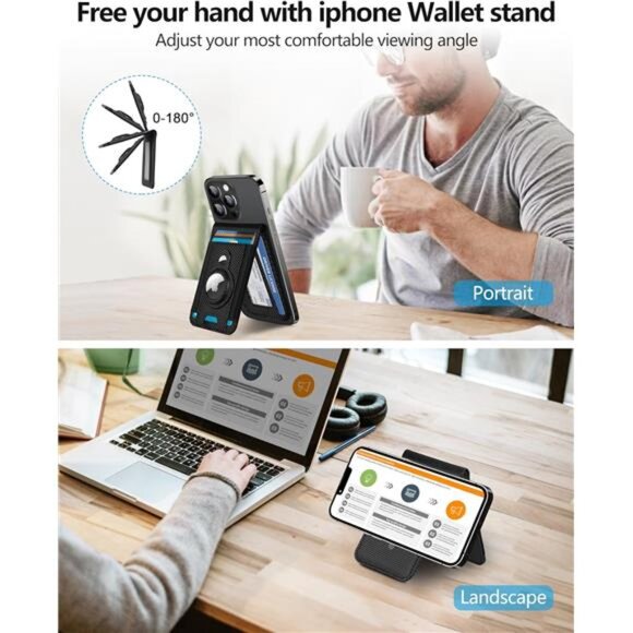 Wallet Stand with AirTag Holder, Open ID Window, Magsafe Airtag - Picture 11 of 14